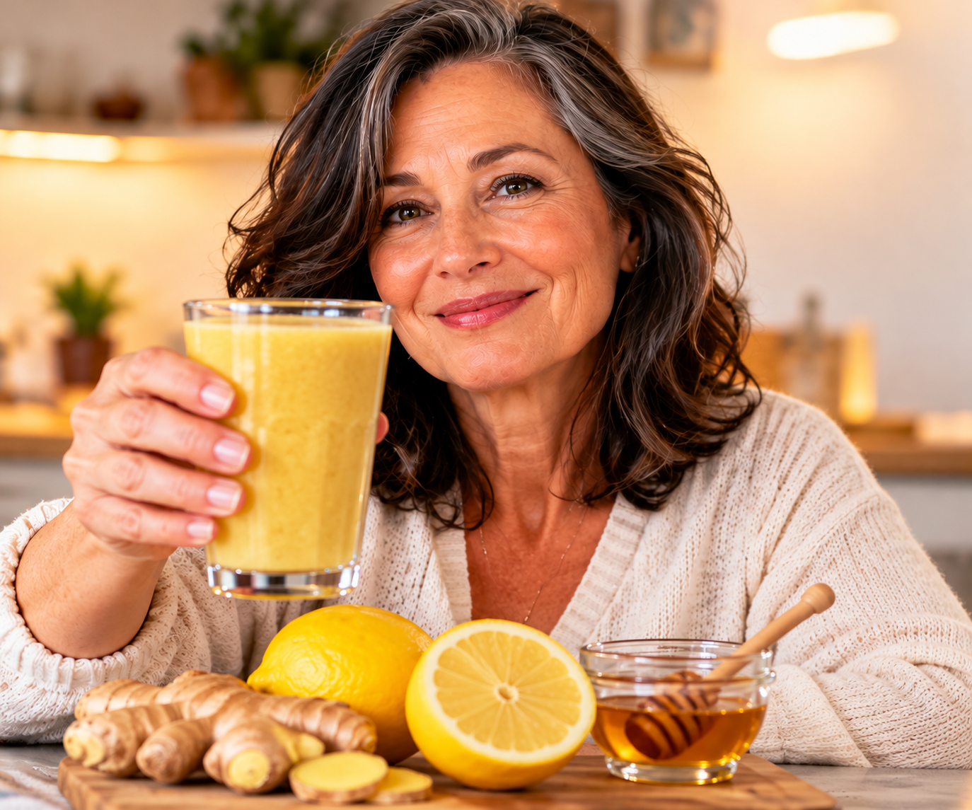 Warm ginger and turmeric golden drink with ginger, turmeric, black pepper and cinnamon